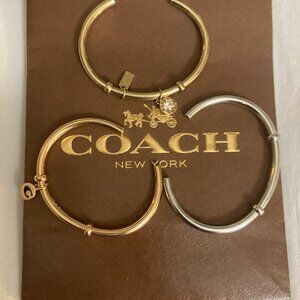 🌹🌹🌹 Coach Stackable Bangle Set — Gold & Silver